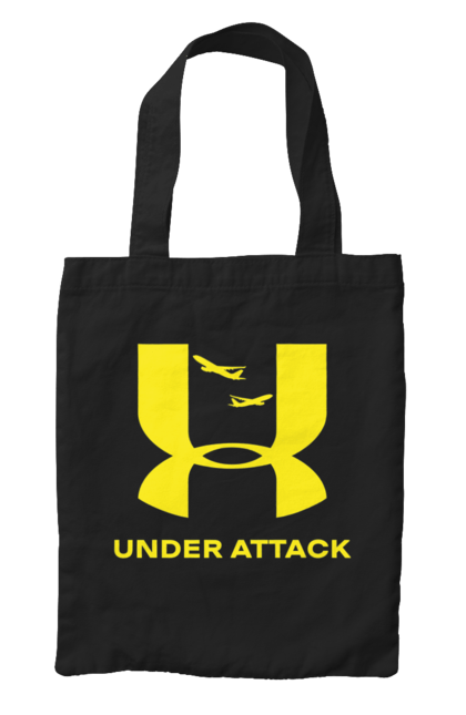 Сумка з принтом "Under Attack yellow". Андер армор, бренди, гумор, приколи, прикольні, ундер армор. 2070702