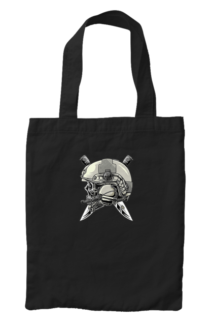 Сумка з принтом "Череп пілота". Військовий, захисник, ніж, пілот, череп, шолом. 2070702