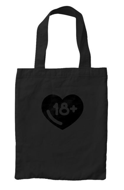 Сумка з принтом "18+". 18+, запрет, секс, сердце, черное. 2070702