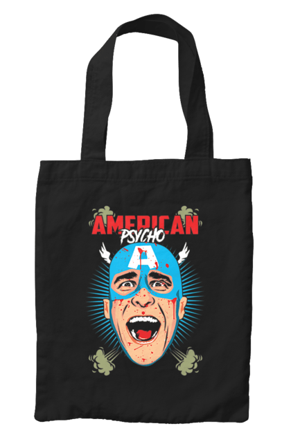 Сумка з принтом "Американський психопат". American psycho, captain america, американський психопат, капітан америка, книга, фільм. 2070702