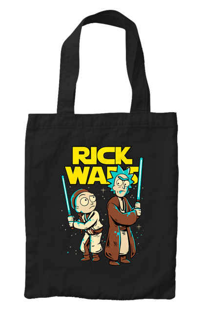 Bag with prints Rick and Morty. Adventures, black humor, cartoon, rick, rick and morty, sci-fi, star wars, tragicomedy. 2070702