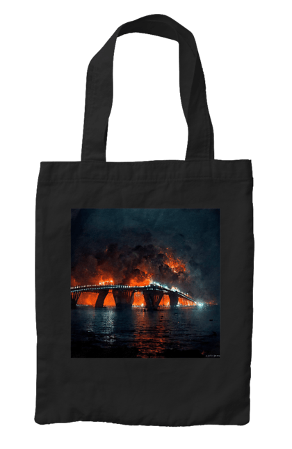 Сумка з принтом "Кримський мост горить". Армія росії, армія україни, годить, зсу, крим, мост, удар, удар зсу. 2070702