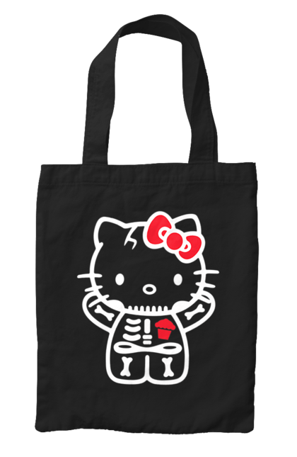 Сумка с принтом Хелло Китти Хэллоуин. Halloween, hello kitty, zombie, бренд, зомби, котенок, персонаж, скелет, хелло китти, хэллоуин. 2070702