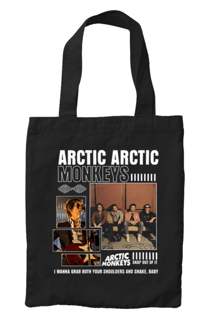 Bag with prints Arctic Monkeys. Arctic monkeys, garage rock, group, indie rock, music, post-punk revival, psychedelic rock, rock. 2070702