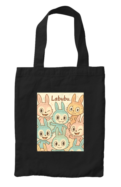 Сумка з принтом "Лабубу". Безтурботно, грайливо, дизайнперсонажу, каваї, лабубу, милі мистецтво, ніжні відтінки, пастельніквіти, стиль мультфільму, чарівно. 2070702