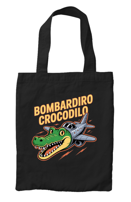 Сумка з принтом "Bombardino Crocodilo". Bombardino, bombardino crocodilo, crocodilo, бомбардиро крокодило, бомбардіно крокоділо, крокодил, крокодил літак, крокодил мем, мем бомбардине крокодило, меми. 2070702
