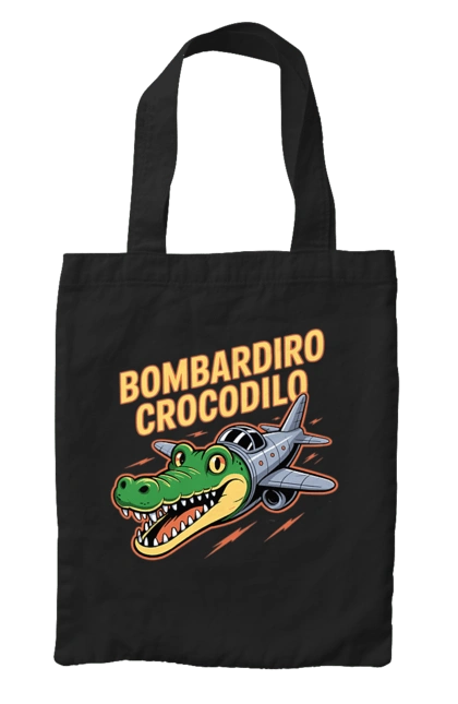 Сумка з принтом "Bombardino Crocodilo". Bombardino, bombardino crocodilo, crocodilo, бомбардиро крокодило, бомбардіно крокоділо, крокодил, крокодил літак, крокодил мем, мем бомбардине крокодило, меми. 2070702