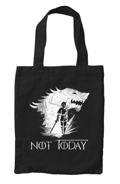 Bag with prints Game of Thrones Arya. Arya, game, got, not today, stark, starks, thrones, tv show, wolf, wolves. 2070702