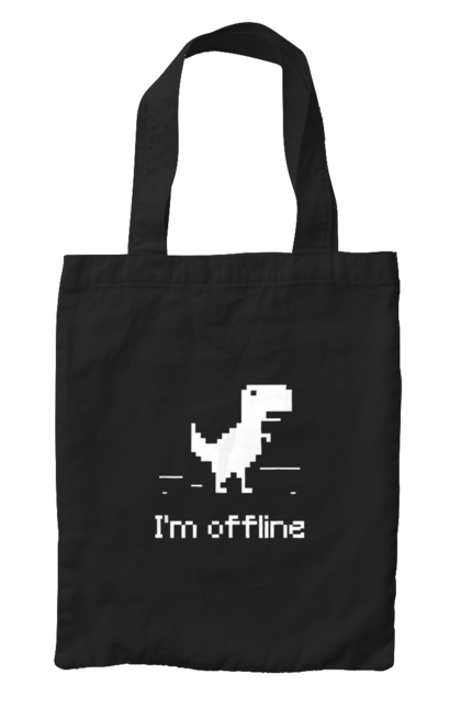 Сумка з принтом "Я офлайн". Offline, браузер, гра, динозавр, немає мережі, офлайн, піксель, піксель арт. KRUTO.  Магазин популярних футболок