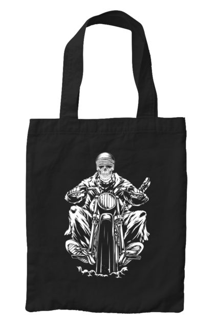 Сумка з принтом "Череп на мотоциклі". Байкер, мотоцикл, скелет, череп. 2070702