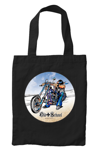 Bag with prints Old school. Auto moto, motorcycle, music band, old hardening, performers, rock band. 2070702