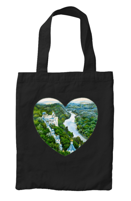 Сумка з принтом "Святогорская лавра". Донецька область, ліс, монастир, пейзаж, річка, святогірськ, україна, церква. 2070702