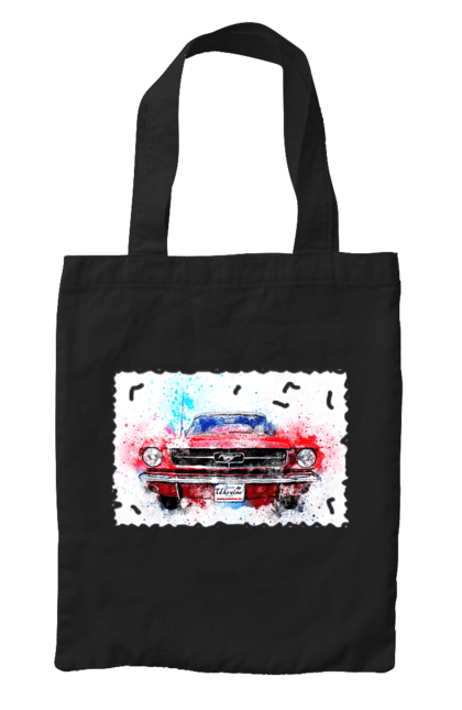Bag with prints Mustang car. Car, donations, help, horse, mustang, mustang car, paypal, road, ukraine, wheel. 2070702