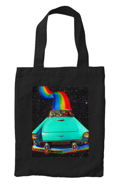 Сумка с принтом Картина, машина в космосе. Картина, космос, машина, поездка, прикол, путешествия, радуга, ретро. 2070702