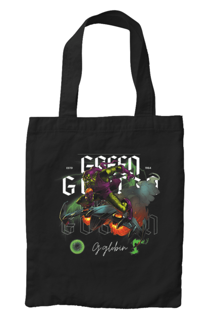 Сумка с принтом Зелёный гоблин. Green goblin, marvel, spider-man, зеленый гоблин, злодей, комикс, марвел, суперзлодей, человек паук. 2070702