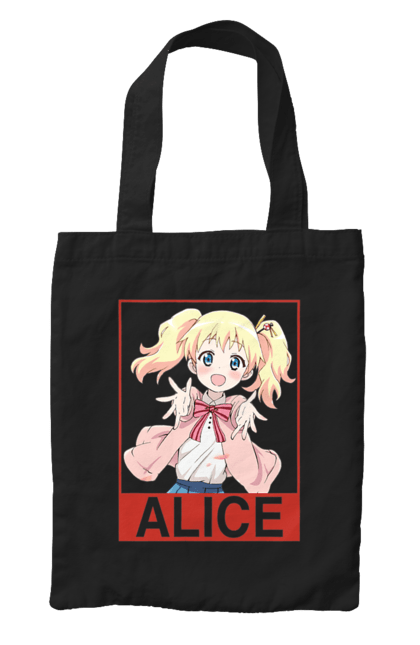 Сумка с принтом Золотая мозаика Алиса Картелет. Alice cartelet, anime, kiniro mosaic, kinmoza, manga, алиса, алиса картелет, аниме, золотая мозаика, манга. 2070702