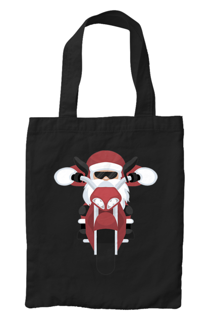 Сумка з принтом "Санта на мотоциклі". Мотоцикл, новий рік, різдво, санта. 2070702