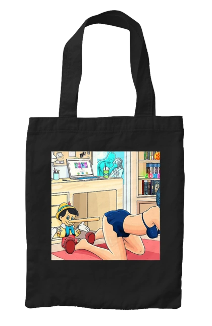 Сумка с принтом Буратино Во Взрослой Сказке. 18, буратино, бэтмен, голая, поцелуй, прикол. 2070702