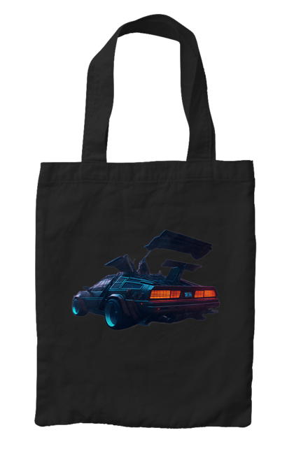 Сумка з принтом "DeLorean назад у майбутнє". Автомобіль, делореан, з фільму. 2070702