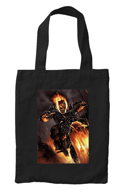 Сумка з принтом "Пекельний Гонщик". Вогонь, мотоцикл, пекельний гонщик, скелет, чоппер. 2070702