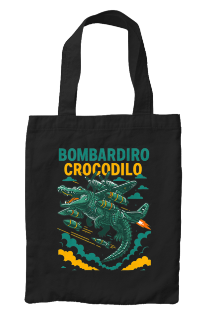 Сумка з принтом "Bombardino Crocodilo". Bombardino, bombardino crocodilo, crocodilo, бомбардіно крокоділо, крокодил, крокодил літак, крокодил мем, мем, мем бомбардине крокодило. 2070702