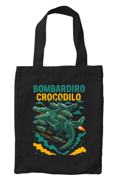 Сумка з принтом "Bombardino Crocodilo". Bombardino, bombardino crocodilo, crocodilo, бомбардіно крокоділо, крокодил, крокодил літак, крокодил мем, мем, мем бомбардине крокодило. 2070702