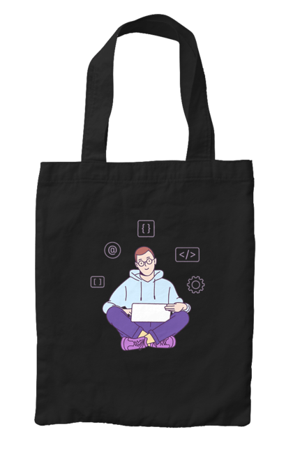 Сумка з принтом "Я програміст". Angular, c, css, html, it, javascript, jquery, php, python, react, svelt, vue, айтишник, айті, гумор, код, кодувати, прогер, програміст, програмісти, ти ж, ти ж програміст, тиж програміст. 2070702
