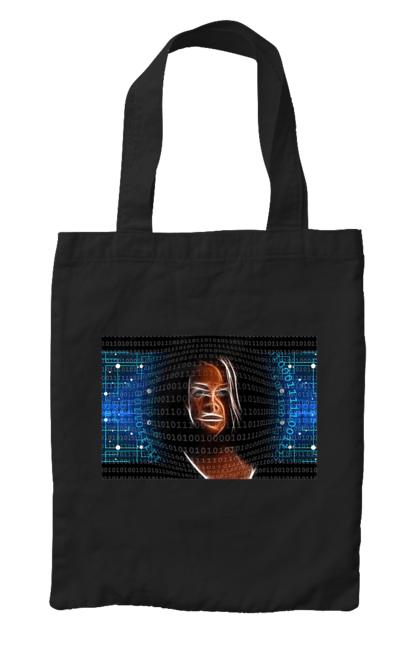 Сумка з принтом "Штучний Розум". Айті, айтішник, гик, жінка, знання, інженер, інтелект, кібер, кібернетика, кіборг, код, комп, комп`ютерник, кристал, машинне навчання, мікросхема, мозок, портрет, програміст, професіонал, професія, розробник, розум, світиться, світло, хакер, чіп, штучний інтелект, штучний розум. 2070702