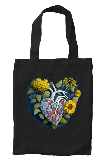 Сумка з принтом "Серце квіти". Люблю україну, перемога україни, серце, символи україни, соняшник, традиції україни, україна. 2070702