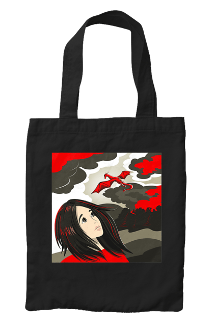 Bag with prints Girl and dragon. Dragon, fantasy, romance, young woman. 2070702