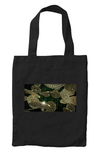 Сумка з принтом "Біткойн". Багатство, біткойн, валюта, гроші, криптовалюта, курс, майнінг, матриця, монета, розкіш, цифровий світ. 2070702