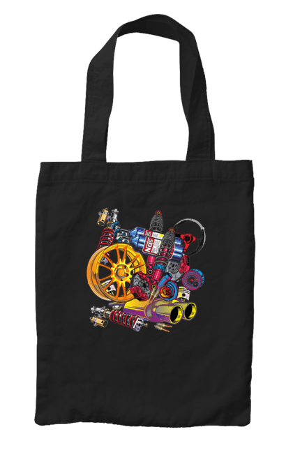 Сумка з принтом "Автозапчастини". Автозапчастини, гонка, драгрейсинг, драйв, машина, стрітрейсинг. 2070702
