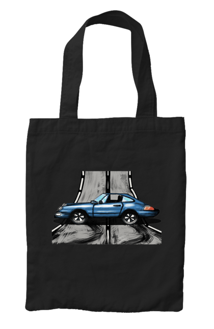 Сумка з принтом "Спортивний Автомобіль На Дорозі". Автомобіль, гонки, синій, спортиного, швидкий, швидкісний. 2070702