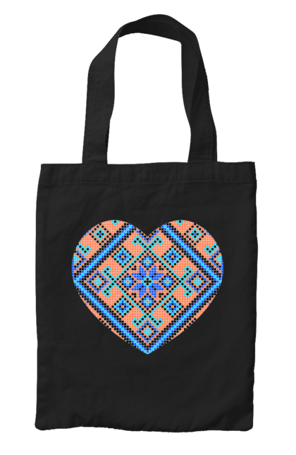 Bag with prints Heart embroidery. Cross stitch, embroidered shirt, embroidery, heart, i love ukraine, symbols of ukraine, traditions of ukraine, ukraine. 2070702