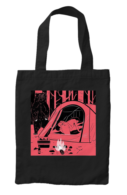 Сумка з принтом "69 В Палатці". 69, ведмідь, ліс, палатка, секс. 2070702