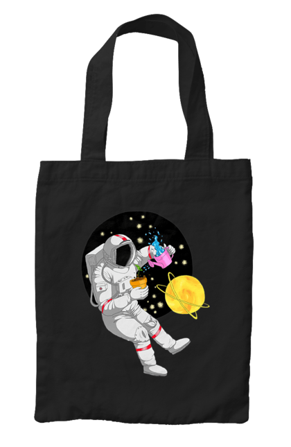 Сумка з принтом "Космонавт у космосі поливає квіти". Агроном, квітка, космонавт, космос, планета. futbolka.stylus.ua