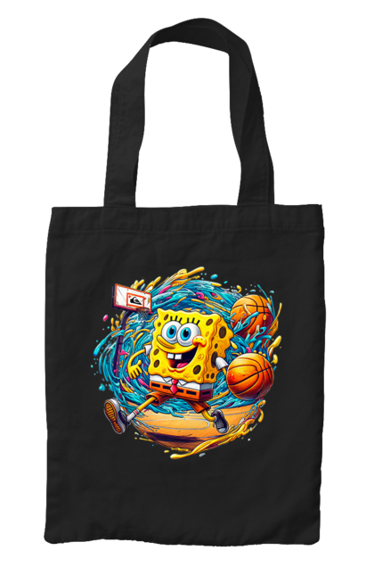 Bag with prints SpongeBob. Animated series, ball, basketball, cartoon, spongebob, spongebob squarepants, sport. 2070702