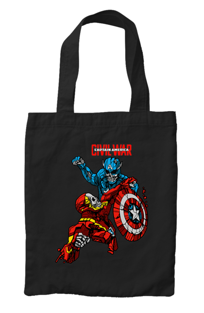 Bag with prints Iron Man vs Captain America. Avengers, captain america, civil war, comic, comics, film, iron man, marvel, marvel comics, tony stark. 2070702