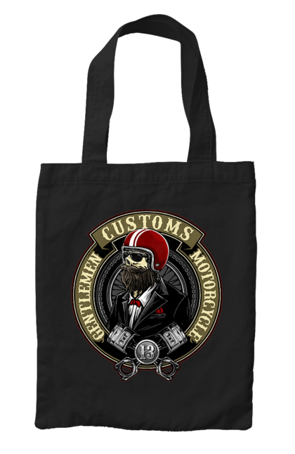 Сумка з принтом "джентльменський мотоцикл". Джентельмен, джентльмен, мотоцикл, череп, шолом. 2070702