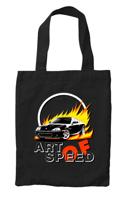 Сумка з принтом "Автомобіль у вогні". Авто, автомобіль у вогні, гонка, дрейф, спорт, спортивна машина, швидкість. 2070702