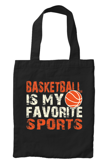 Сумка з принтом "Баскетбол мій фаворит у спорті". Баскетбол, баскетбол фоворит, баскетболіст, гра баскетбол, спорт, фаворит. futbolka.stylus.ua