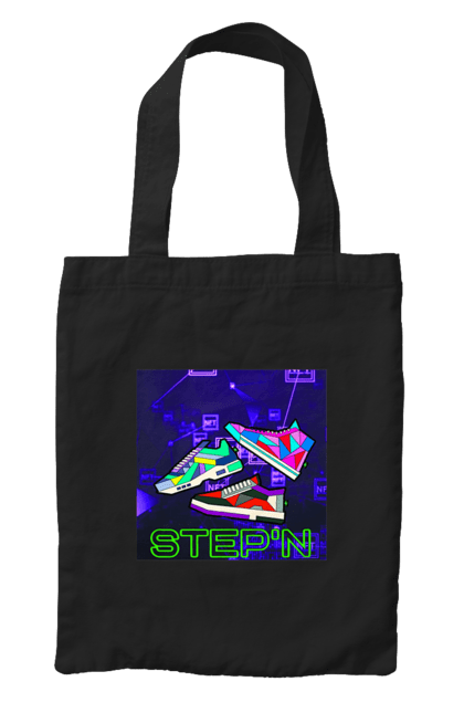 Сумка з принтом "Step`n". Віртуальні кросівки, крипта, криптовалюти, нфт, нфт кросівки, солана, степен. 2070702