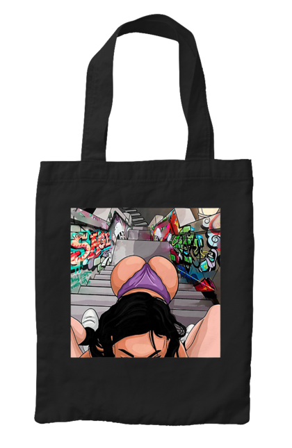 Сумка з принтом "Дівчина На Колінах Перед Хлопчиною". Гола, жопа, на колінах, смоктати. 2070702