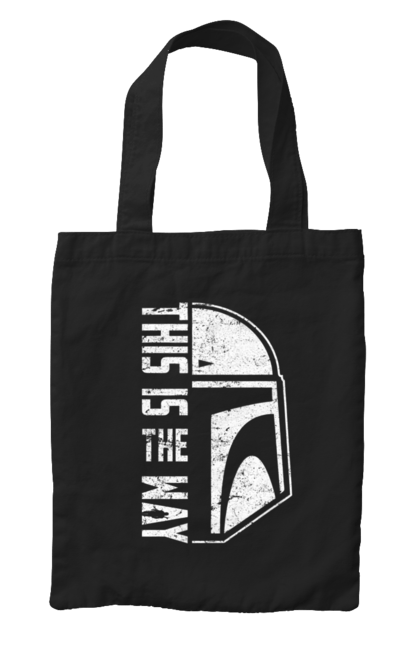 Bag with prints This is the way. Baby yoda, cinema, disney, distressed, mandalorian, mandalorian helmet, movies, star wars, television series. 2070702