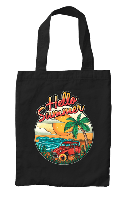 Сумка з принтом "Привіт Літо, Машина Біля Моря". Літо, машина, острів, пальма, пляж. 2070702
