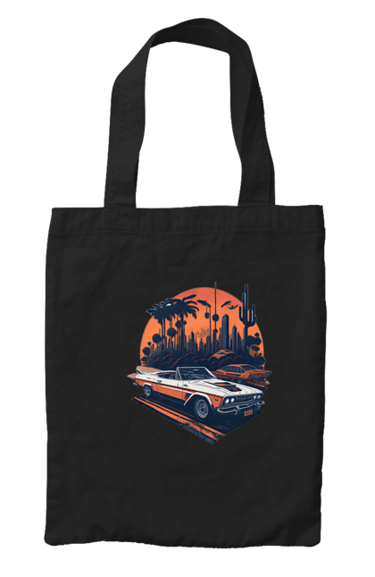 Сумка з принтом "Гарне авто на закаті". Авто, закат, захід сонця, солнце, сонце. 2070702