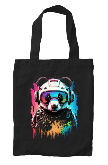 Сумка з принтом "Панда в VR шолом". Віртуальна реальність, гік, панда, персонаж, шолом. 2070702
