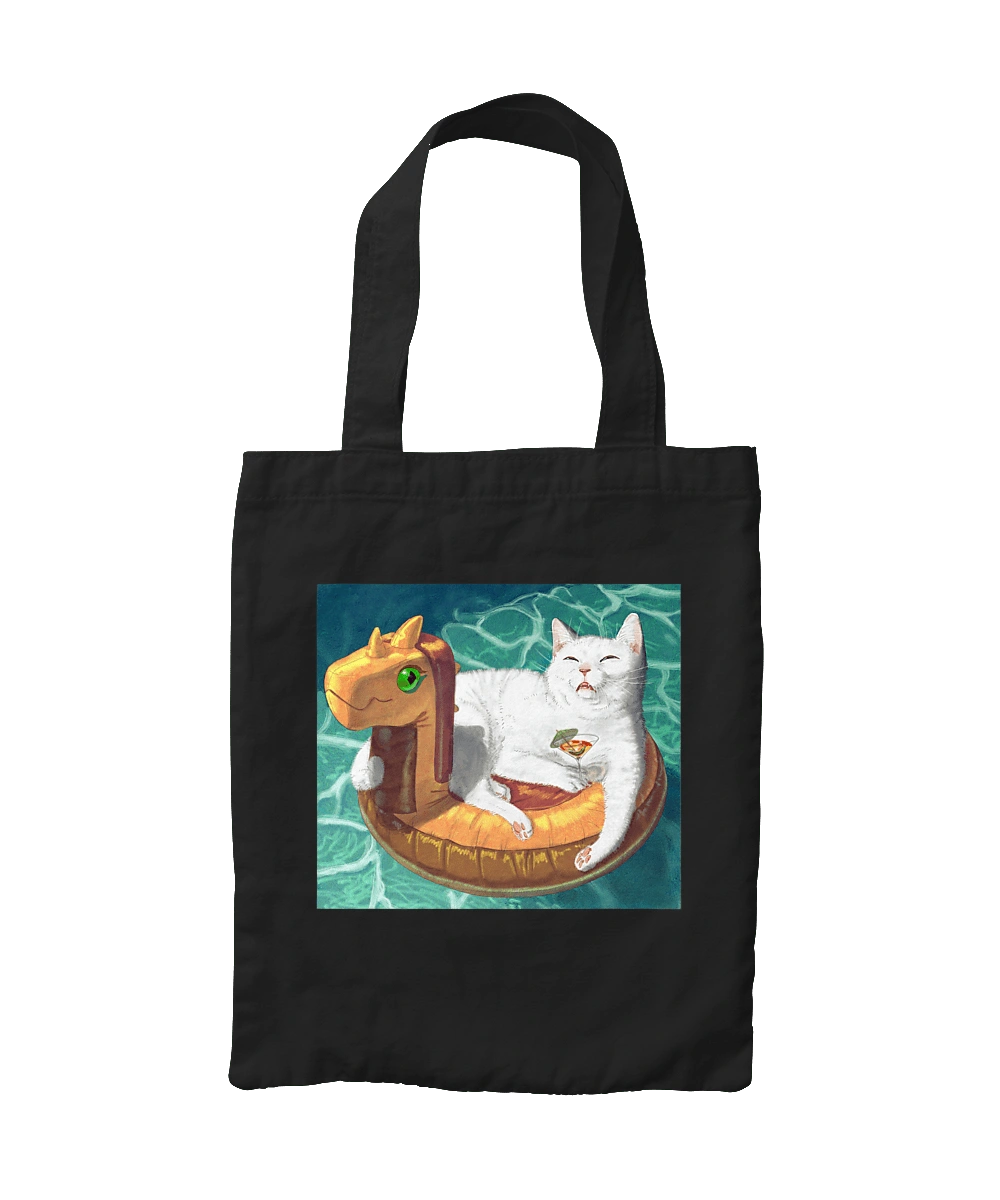 White cat in a swimming circle on vacation