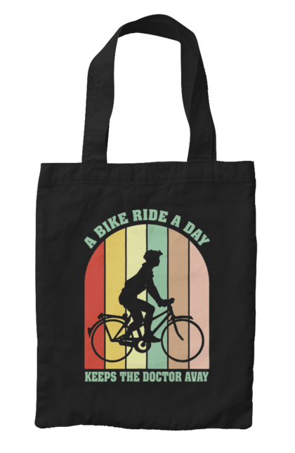 Сумка з принтом "Поїздка на велосипеді". Велопрогулянка, велосипед, здоровий спосіб життя, зож, поїздка на велосипеді. 2070702