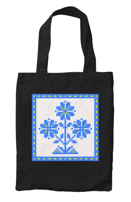 Сумка з принтом "Жовто блакитна вишивка квіти". Вишивка, вишивка хрестиком, квіти, символ україни, традиції україни, україна. 2070702